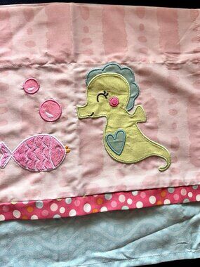 Carter's Sea Collection Window Valance Seahorse Fish Nursery 3" Rod Pocket Pink